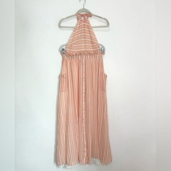 Mara Hoffman Linen Halter Pink Stripe Maxi Dress - Picture 7 of 12